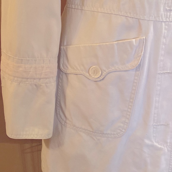 Anthropologie Tulle Brand Off White Trench Coat 🤍 100% Cotton 2 Deep Pockets - Picture 3 of 10